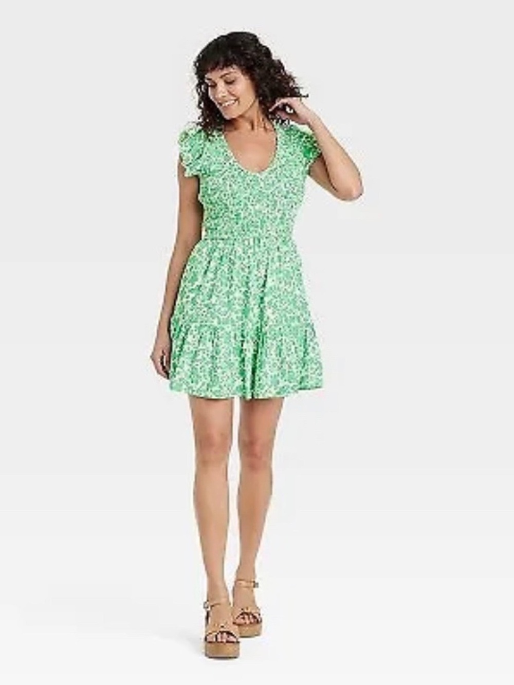 Universal Thread Green and White Floral Dress